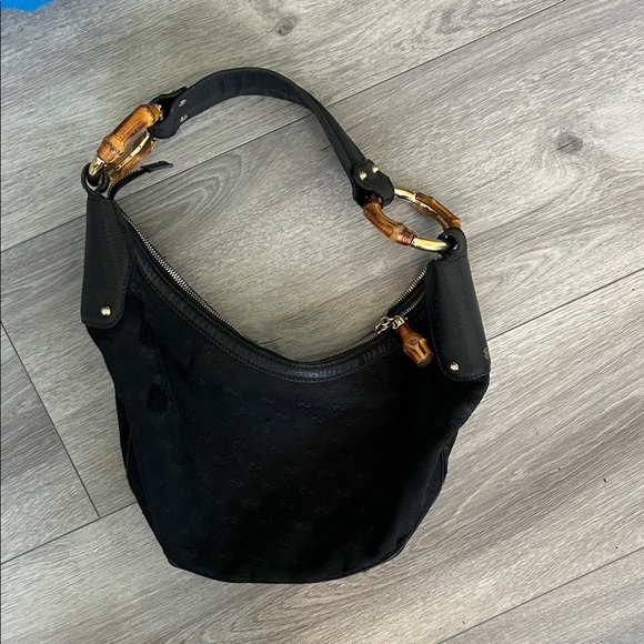 Gucci Handbags - Authentic Gucci Black Hobo Bag with Bamboo Accents